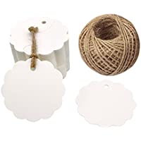 Los mejores  - 100 Etiquetas de Papel Kraft-Etiquetas de Regalo-Equipaje Etiquetas de las etiquetas de Boda con 30 Metros de Cuerda de…